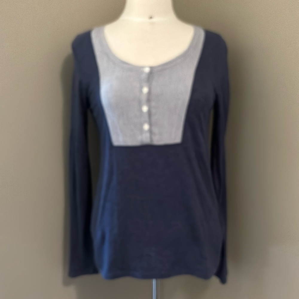 Horny Toad Long Sleeve Tee with Gingham Bib Detail Size Small